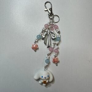 “Sweet Bunny Bow” Cinnamoroll-Inspired Charm  Handmade  - Keychain Beaded Dangle